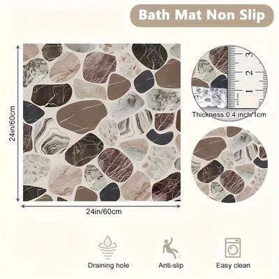 TEMU 1pc Safety Shower Mat, Non-slip Bath Mat With Drainage Holes, Pvc Loofah Massage Shower Mats For , Quick-drying Mat Image