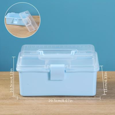 TEMU Large Capacity Transparent Plastic Folding Tool Organizer Box - Waterproof, Portable Storage With Handle For Home And , Tool Organizer Storage Image