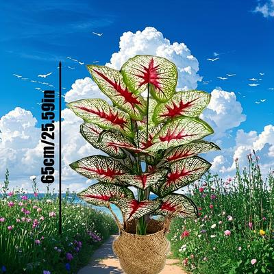 TEMU 25.59in Realistic White-green Calla Lily Artificial Plant With Red Accents - High-quality Plastic, Weather-resistant Indoor/outdoor Decor For Weddings, Holidays, - No Maintenance Floor Decor Image
