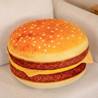 TEMU Large Hamburger Pillow Plush Toy - Super Soft Knit Fabric, Design With Cheese And Sesame Seeds, Ideal For Home Decor Or Gift, Home Decor Gift| Design|soft Texture Image