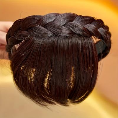 TEMU Boho Chic Synthetic Hair Bangs Headband With Tassel - Cosplay, Weddings & Parties | Hand Wash Only Image