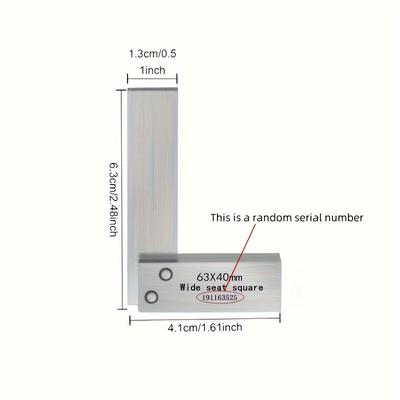TEMU High-precision Carbon Steel L-shaped Square - Wide Seat Right Angle Ruler For Woodworking, 90 Degree Measuring Tool Image