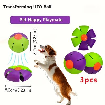 TEMU 3pcs Thermoplastic Rubber Transformed Flying Disc Ball Dog Toy, , Interactive, No Charging Required, No Batteries Required, For Training And Behavior For All Dog Breeds Image