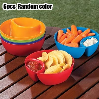 TEMU 6-pack Multifunctional Plastic Snack Serving Bowls - Non-fragile Dipping And Chunking Cups, Assorted Colors, Ideal For Chips, Fries, And Sauces Image