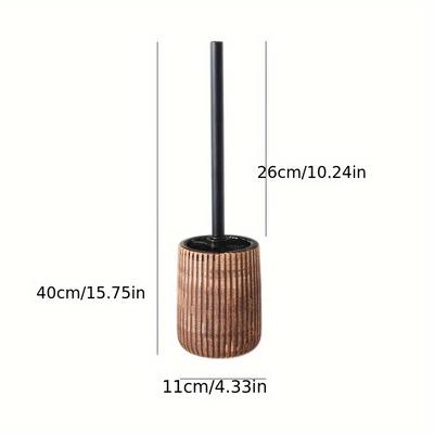 TEMU Ceramic Toilet Brush Holder With Reusable Handle, Floor Mounted Plastic Handle Material, No Electricity Needed - Includes Toilet Brush Image