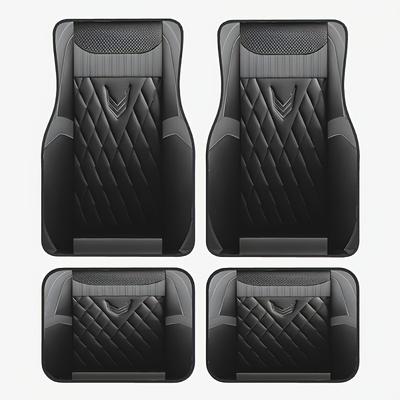 TEMU Set Universal Synthetic Rubber Car Floor Mats, Non-3d Design, Anti-slip, Washable, All , With Good-looking Pattern, For Cars, Suvs, Christmas And Halloween Gift Image