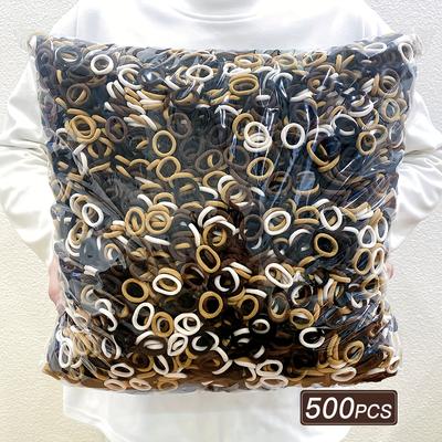 TEMU 500pcs Women's Multicolor Small Hair Ring Set, High Elasticity, Suitable For Ponytails And Braids, Simple And Versatile, Suitable For Daily Casual Use Image
