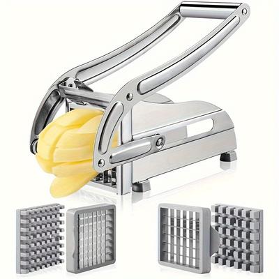 TEMU Stainless Steel Manual Vegetable And Fruit Slicer - Heavy-duty Cutter For Potatoes, Onions, Carrots, And More - Kitchen Tool With Adjustable Blades For Slicing, Grating, And Shredding Image