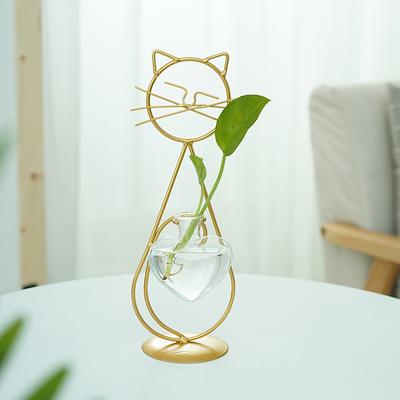 TEMU A Set Of 2 Minimalist Cat Ironwork Flower Pots For Water , Decoration For Living Room And Dining Table. Image