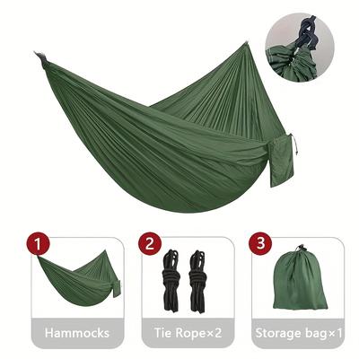 TEMU Multiple Colors Lightweight Nylon Camping Hammock With Hanging Straps For Easy Storage - Perfect For Outdoor Camping, Backpacking, Beach, Yard And Garden Use Image