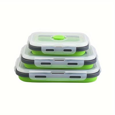 TEMU Outdoor Camping Plates And Cutlery Foldable Silicone Portable Fresh-keeping Box Microwave Lunch Box Plastic Lunch Box Refrigerator Storage Box Set Image
