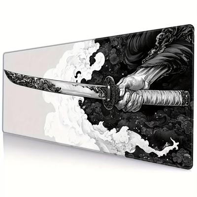 TEMU Extra Large Gaming Mouse Pad - Black Desk Mat With Ornate Design, Washable Rubber Deskmat For Laptop & Desktop Computers, Office & Home Essentials, Mouse Pads For Desk Image
