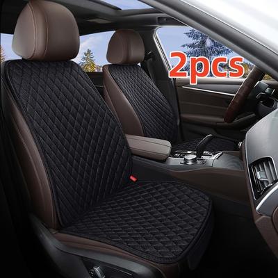 TEMU 2pcs Car Seat Cushion Includes 2 Backrests And 2 Bases Front Seats Cover With Linen Texture Universal Size Auto Seat Pad Protector, Breathable Linen Textured Automotive Mat Suitable For Most Cars Image