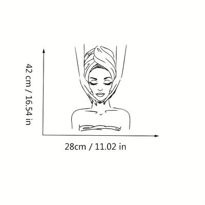 TEMU Spa Facial Wall Decal - Contemporary Window Sticker With Elegant Woman Design, Polyvinyl Chloride, Finish, Self-adhesive, Multi-surface Installation, Decor|modern Wall Art| Decor, Spa Room Decor Image