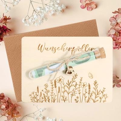 "TEMU 1pc Wooden Gift With Test Tube - Design, "wish " , Includes Twine - Ideal For Money, Vouchers, Birthdays, Weddings, And Youth Gifts, Money Gift Wrapping | Elegant Presentation | Design" Image