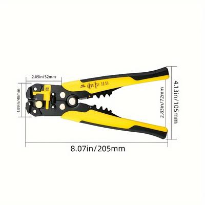 TEMU Multifunctional Wire Stripping Tool, Automatic Cable Cutter And Crimping Pliers, Metal And Plastic Electrical Wire Stripper, Cable Cutting And Crimping Tool For Home And Professional Use - Yellow Image