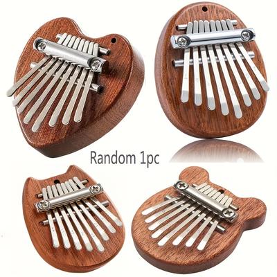 TEMU Portable 8-key Mini Piano - Elegant Wooden Finger Musical Instrument With Intricate Design, Brown Color, Ideal For Beginners And Enthusiast Image