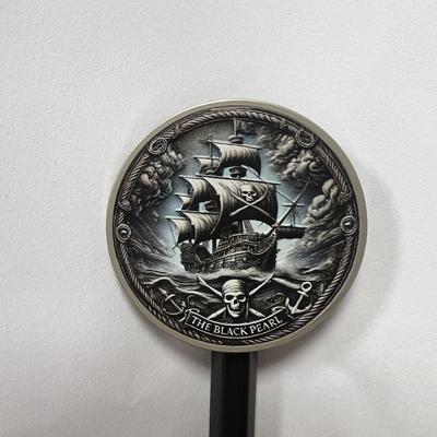 TEMU 1pc Pirate Ship Coin, Caribbean Pirate-themed Collectible With & Design, , Black, & Display Image