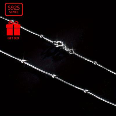 TEMU Total Weight About 6.04g 1pc Women's Fashion Wire Necklace 925 Sterling Silvery Round Bead Chain Minimalist Style Clavicle Chain Suitable For Daily , Parties, And Music Festivals Image