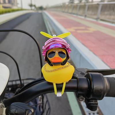 TEMU Pvc Duck Statue With Reflective Helmet And Propeller, Universal Motorcycle Handlebar Accessory, Street Motorcycle And Scooter Decor Image