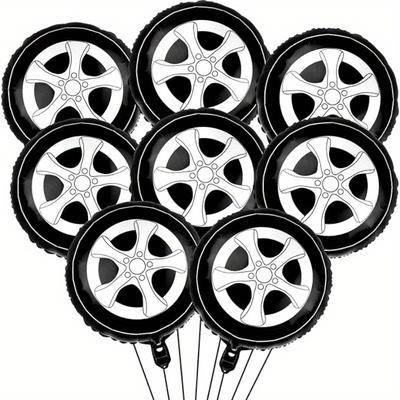 TEMU 8pcs Black Tire Balloons - Racing Theme Party Decorations For Birthday, Car Tail Parties & Events - Self-sealing, No Power Needed, Holiday & Birthday Party Supplies, Birthday Balloons Image