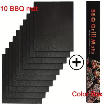 TEMU 2/5/10pcs Colorful Outdoor Bbq Mat, , Ptfe, Black, 15.75 X 13 Inches, Reusable, Waterproof, With Baking Mat For Outdoor Bbq, Oven, Baking Image