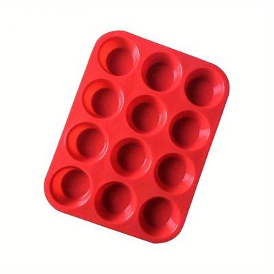 TEMU 1pc Premium Silicone Muffin Pan, 12- Cupcake, Oven Safe, Heat, With And, For Perfect Baking Results, Suitable For Day, Christmas, Labor Day, For Family And Friend Image
