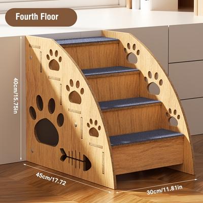 TEMU Stairs For Small Dogs - Wooden Pet Ramp With Non-slip Surface, Ideal For To Couches And Beds, Pet |stylish Pet Furniture|durable Wooden Ramp, Pet Ramp Image