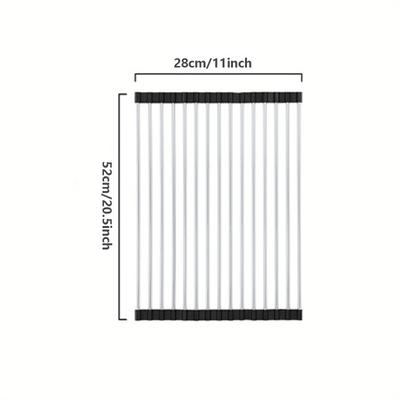 TEMU Foldable Stainless Steel Dish Drying Rack – Multi-use Drainer And Storage Shelf For Kitchen Countertops, Drains Water From Dishes, Ideal For Cups, Pots, And Utensils, Dish Drying Rack Image