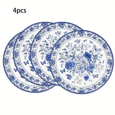 TEMU Set Of 4 Linen Placemats - -washable Non-woven Table And For Dining Decor, - 15- Image