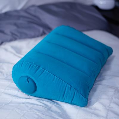 TEMU Green Polyester Knitted Fabric, Multifunctional And Comfortable Press Type Triangular Inflatable Pillow, Pearooster Green, Lightweight, Providing Sleep Support, Image