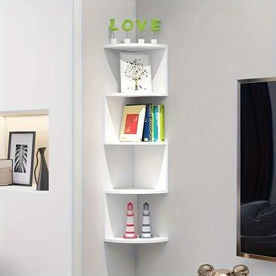 TEMU An Easy-to-install Corner Shelf With 5 Layers, Made Of Durable Plastic And -saving, Wall-mount Without Drilling, Suitable For Home And Retail Use Image