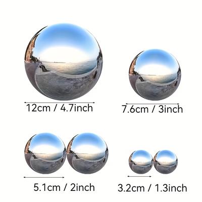 TEMU Stainless Steel Ball, Set Of 6 32-120mm Mirror Polished Hollow Reflective Garden Balls, Floating Pond Ball Seamless Gazing , Suitable For Home Garden Decoration Decorations Mix Pack Of 6 Image