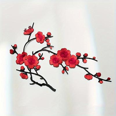 TEMU Festive Embroidered Cherry Patch Set - White, Red, Pink, And Brown Tones - Diy Projects And Clothing Accessories Image