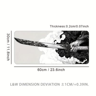 TEMU Extra Large Gaming Mouse Pad, Extended Desk Mat, Sword Design, With Non-slip Rubber Base, Washable Oblong Office & Gaming Mousepad, With Precision Edging For Esports, Computer & Office Use Image