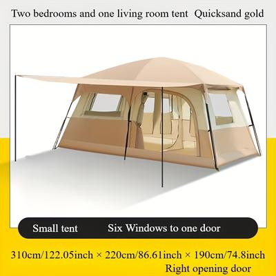 TEMU Extra Large Thick Transparent Insulated Camping Tent With Clear Roof - Spacious 8-12 Person Capacity, Durable Oxford Fabric, 2 Rooms 1 , Ideal For , Camping Ten Image