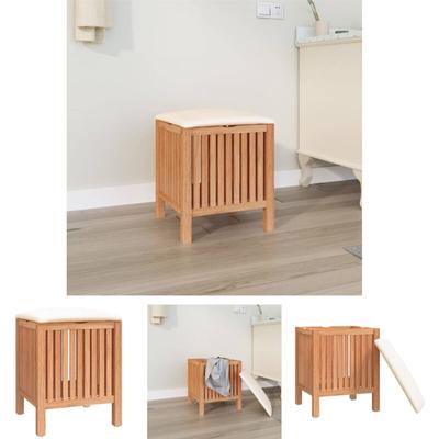 Badhocker 40,5x40x52 cm Massivholz Nussbaum - Wäschekörbe - Braun - The Living Store Image