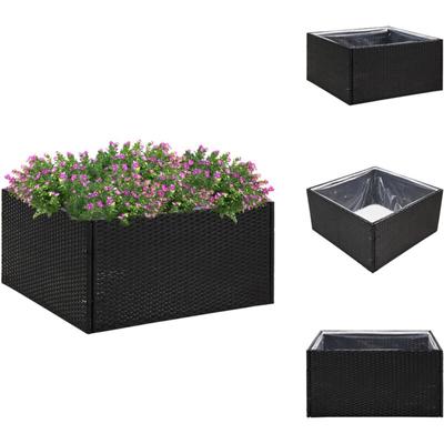 Pflanzkübel Schwarz 80x80x40 cm Poly Rattan - Pflanzkübel - Blumentopf - Balkonpflanze Image