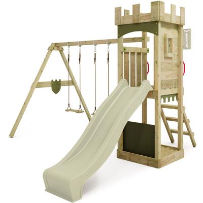 Fatmoose - Spielturm Klettergerüst TreasureTower mit Schaukel & Rutsche, Kletterturm mit Image
