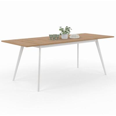 Idmarket - Skandinavischer ausziehbarer Tisch Rechteck inga 6-10 Personen Holzplatte Weiße Beine Image