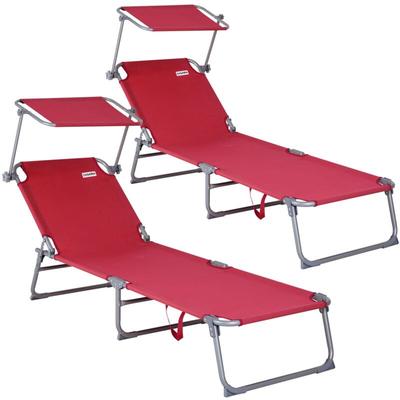 CASARIA® Sonnenliege Klappbar mit Sonnendach Wetterfest 150kg Belastbar Tragbar 195x60cm Garten Image