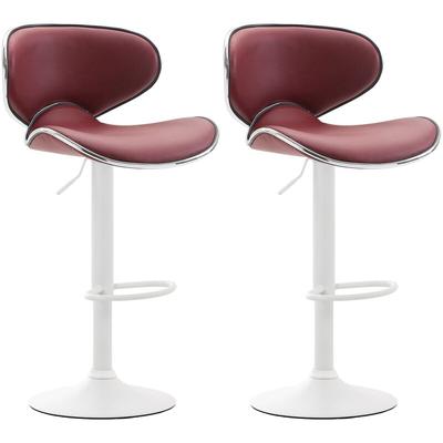 2er Set Barhocker Las Vegas Kunstleder bordeauxrot weiß Image