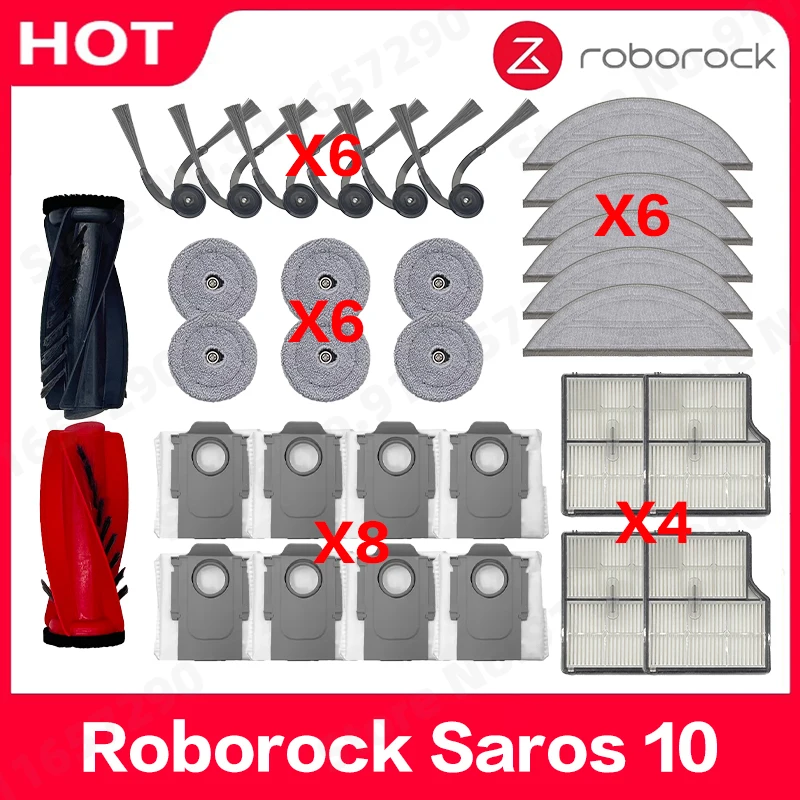 Kompatibel mit Roborock Saros 10, Zubehör, Hauptseitenbürste, Hepa-Filter, Staubbeutel, Mopp Image