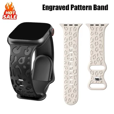 Gravierte Leopardenbänder für Apple Watch Band Ultra 2 49 mm 46-44-45 mm 42–41 mm 40 mm Image