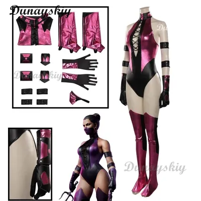 Mileena Cosplay Mortal Cos Kombat Fantasy Kostüm Erwachsene Frauen Overall Maske Handschuhe Outfits Image