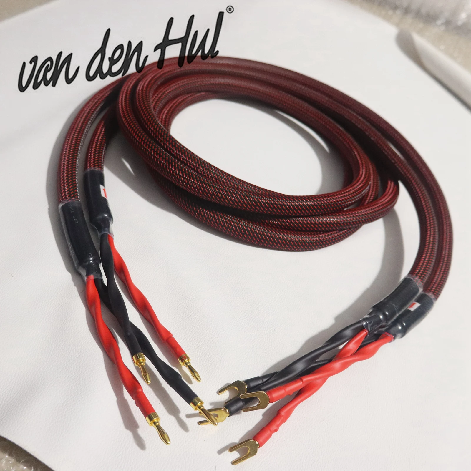 1 Paar Van Den Hul Hochleistungs-Lautsprecherkabel, versilbert, HiFi-Audio-Verstärker, Lautsprecherleitung mit Bananen- und Y-Flachstecker Image