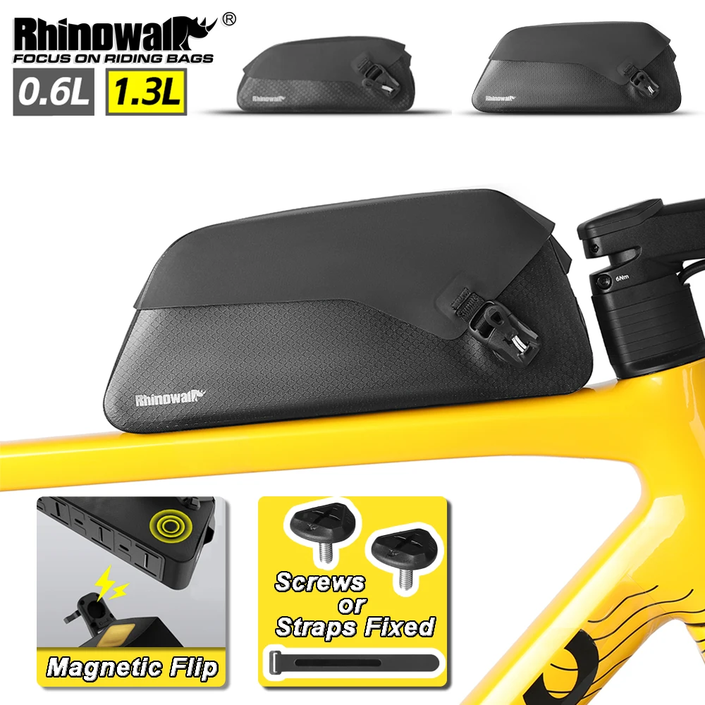 Rhinowalk Fahrrad-Oberrohrtasche, wasserdichte Fahrrad-Frontrahmen-Aufbewahrungstasche, Schraube und Riemen, fest, Radfahren, Reisen, für MTB, Straße, Kies Image