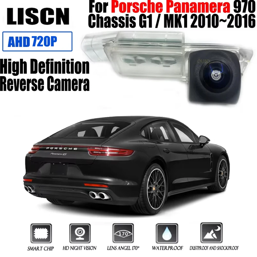 HD-Rückfahrkamera für Porsche Panamera 970 Chassis G1 / MK1 2010 ~ 2016 Nachtsicht-Parken-Rückfahrkamera / Nummernschildkamera Image