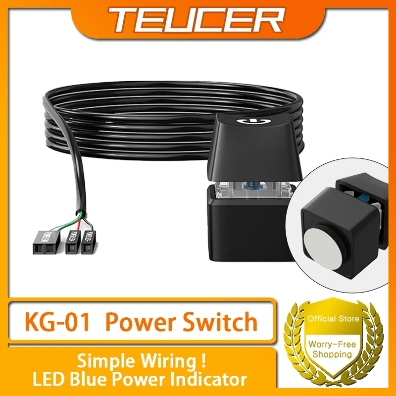 TEUCER Computer Desktop Switch Power Motherboard Switch Verlängerungskabel Büro und Home PC Power Button Image