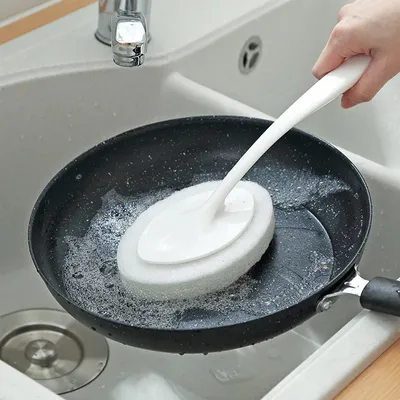 1 Piece Multi-Purpose Bathroom Long-Handled Sponge Brush, Bathroom Toilet Brush, Wall Cleaning Brush, Bathtub Sponge Brush, Floor Tile Brush, Sponge Scrubbing Pad, Dishwashing Sink, Suitable for